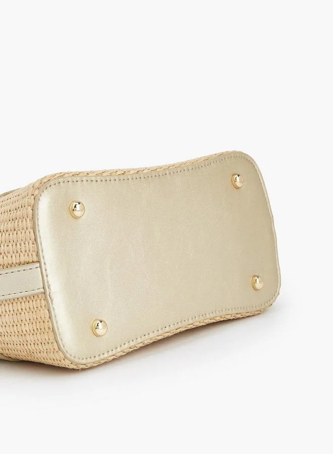 Peppermint GOLD Textured Tote Bag With Zip Closure for Women | Best Price UAE